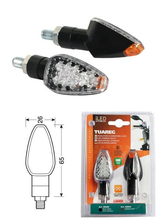 Indicatori di direzione a LED 12V mod.TUAREG - NERO