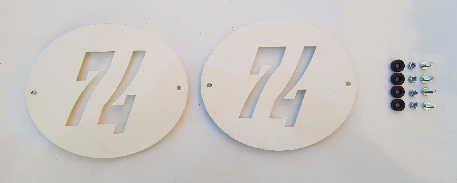 Coppia Tabelle Porta Numero Moto - con numero tagliato a laser – foto 2 di 2