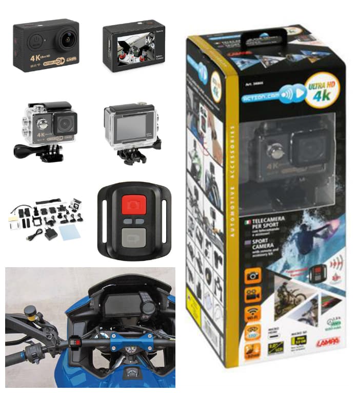 Action-Cam 3, telecamera 4K Ultra HD WI-FI monitor telecomando e kit accessori