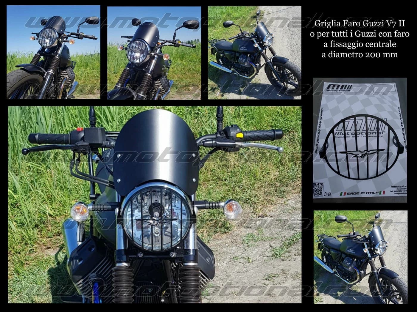 Griglia Faro Logo AQUILA Guzzi V7 & V 7 II faro tondo ø200 Cafè Racer/Cafe Racer