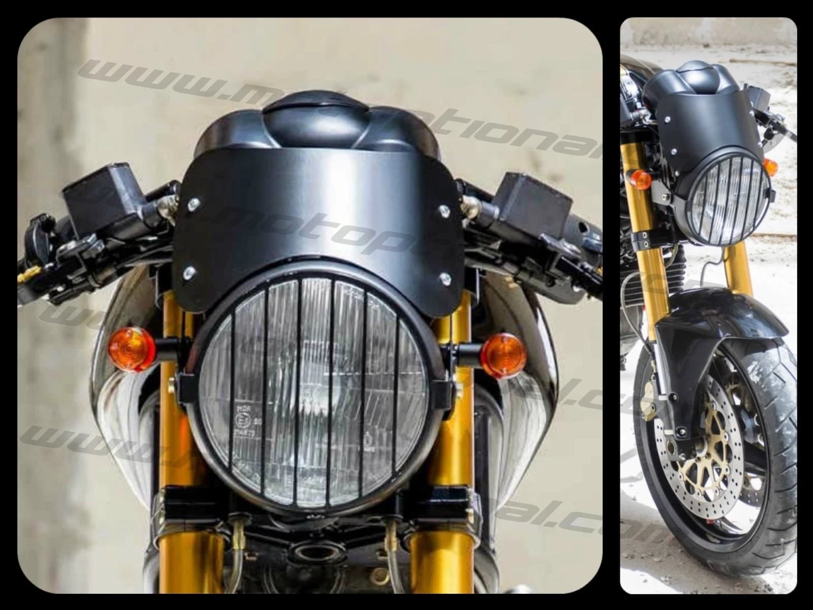 Griglia Faro moto VERTICAL per faro tondo diametro 190/200 Cafè Racer/Cafe Racer