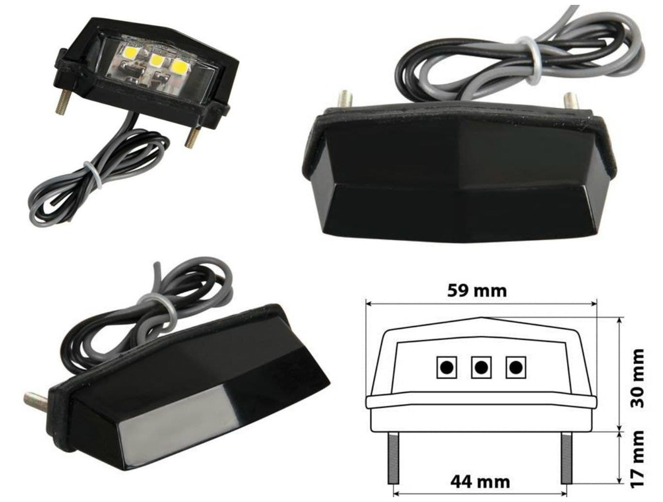 Luce targa a 3 Led Smd Bianco Omologata CE