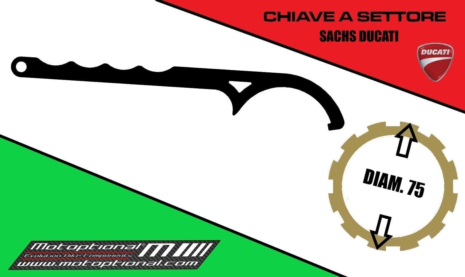 Chiave Regolazione Monoammortizzatore SACHS Ducati Ghiera Ø75 mm