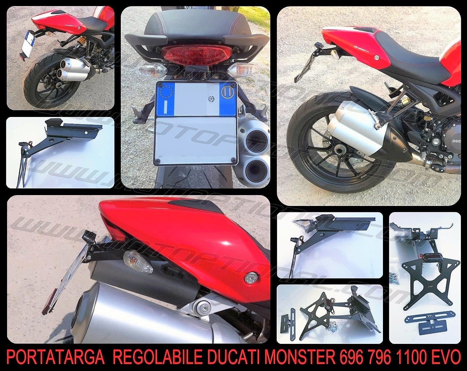 Portatarga Regolabile Ducati Monster 696-796-1100 EVO (+ Luce Targa)